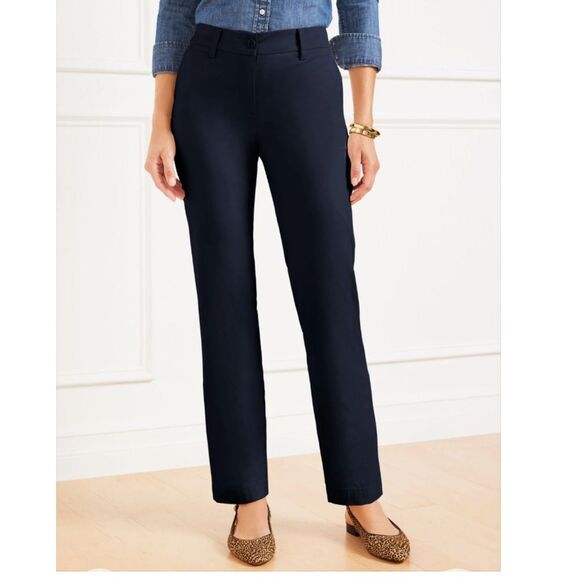 Talbots Petites Signature straight leg Women's Navy chinos with pockets- EUC- 4P - Picture 3 of 15